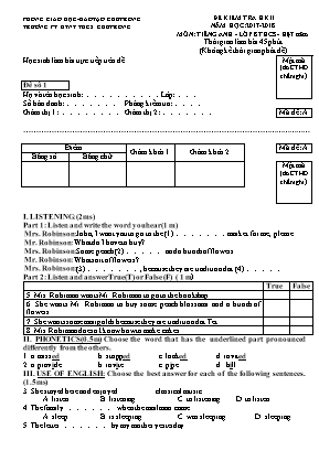 Đề kiểm tra học kỳ II môn Tiếng Anh Lớp 8 (Hệ 7 năm) - Năm học 2017-2018 - Trường PTDTNT THCS Chưprông (Có đáp án)